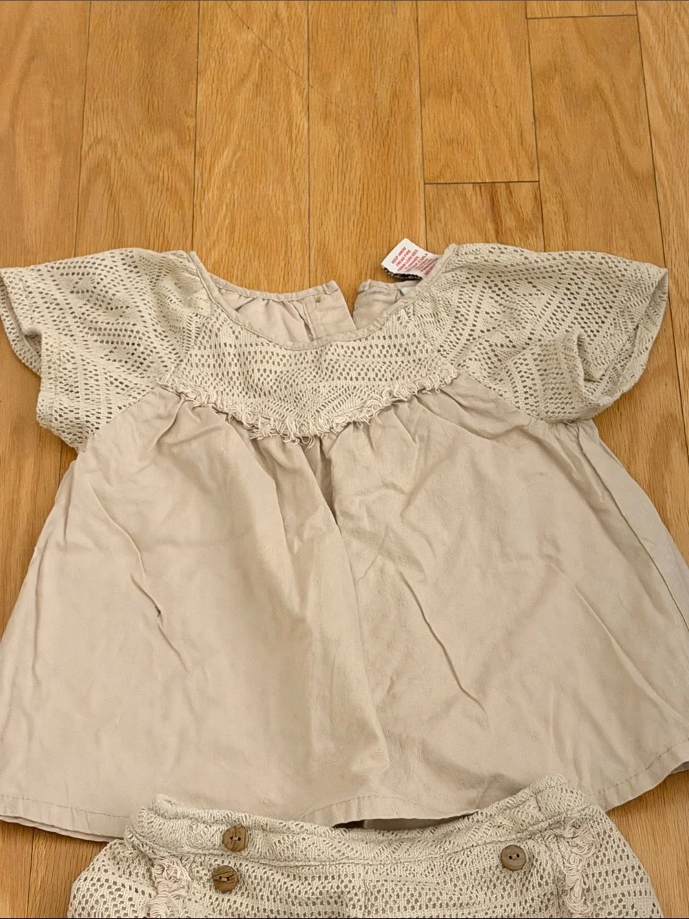 Joie Beige Crochet-Detail Kids Matching Set y.